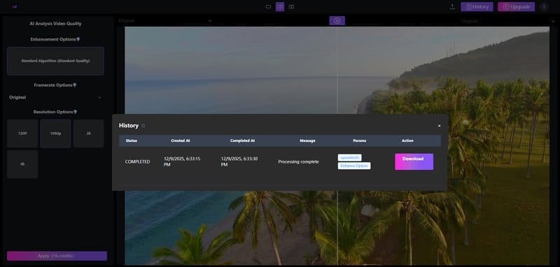 Download the enhanced videos