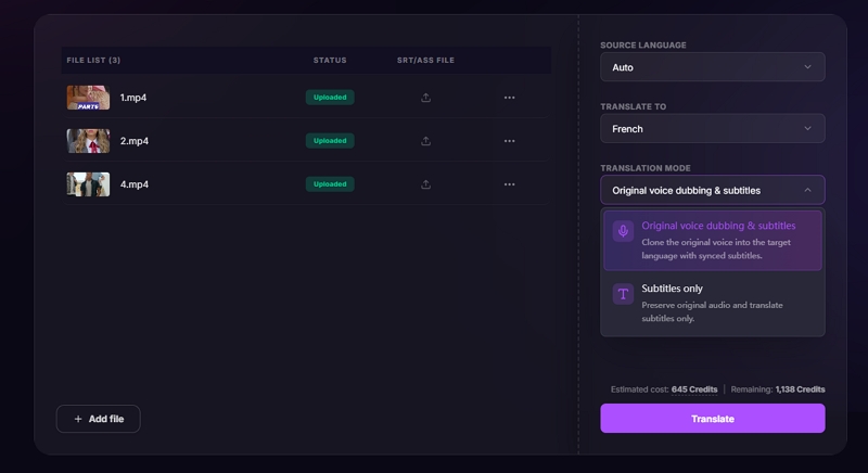Translate videos with Mediaio step 2