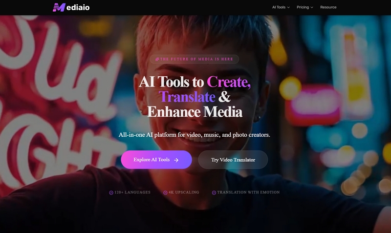Mediaio Video Translator website