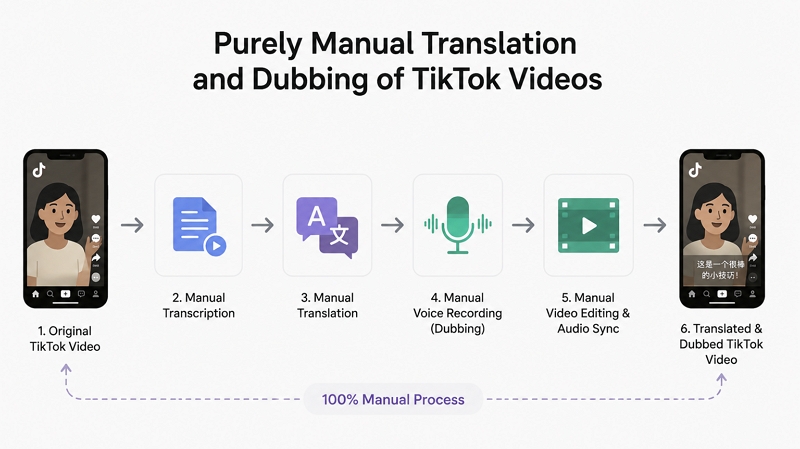 Purely Manual Translation and Dubbing of TikTok Videos