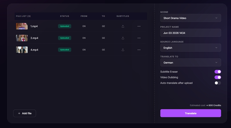 set targed language and settings