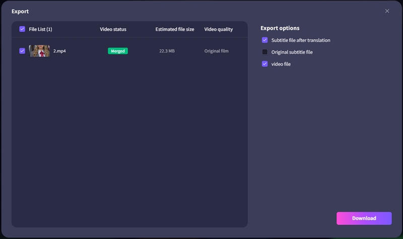 merge and export translated videos