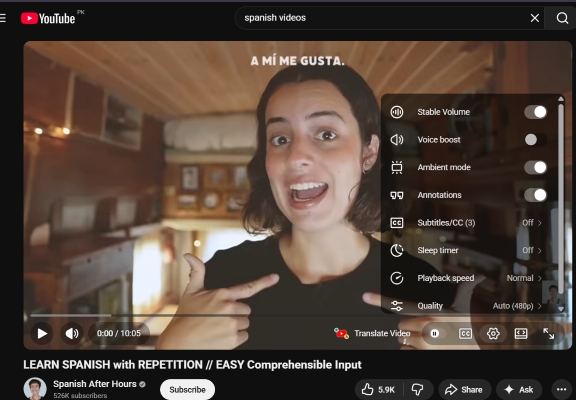 open Spanish video