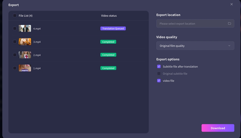 Export translated Chinese drama clip from Mediaio for YouTube or TikTok