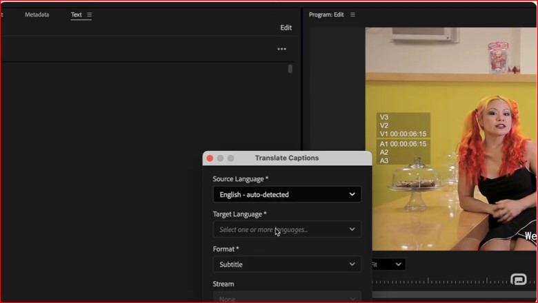 translate video choose target language