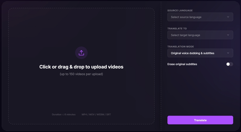 upload videos into Mediaio Video Transltor